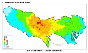 立川断層地震の震度マップ