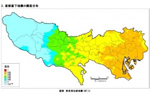 東京直下地震の震度分布